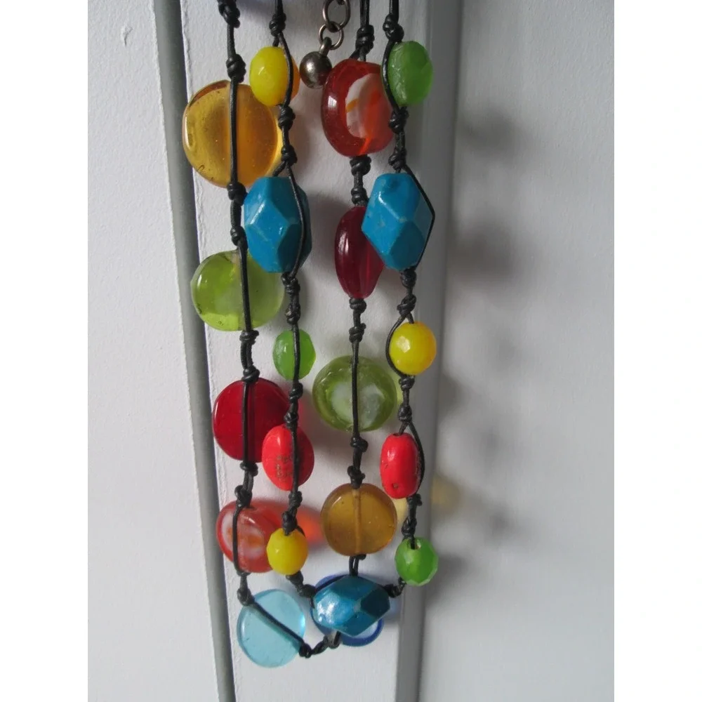 2 Multi Strand Colored Stone Speckled‎ Glass Beaded Necklaces CHICO's YOUSI